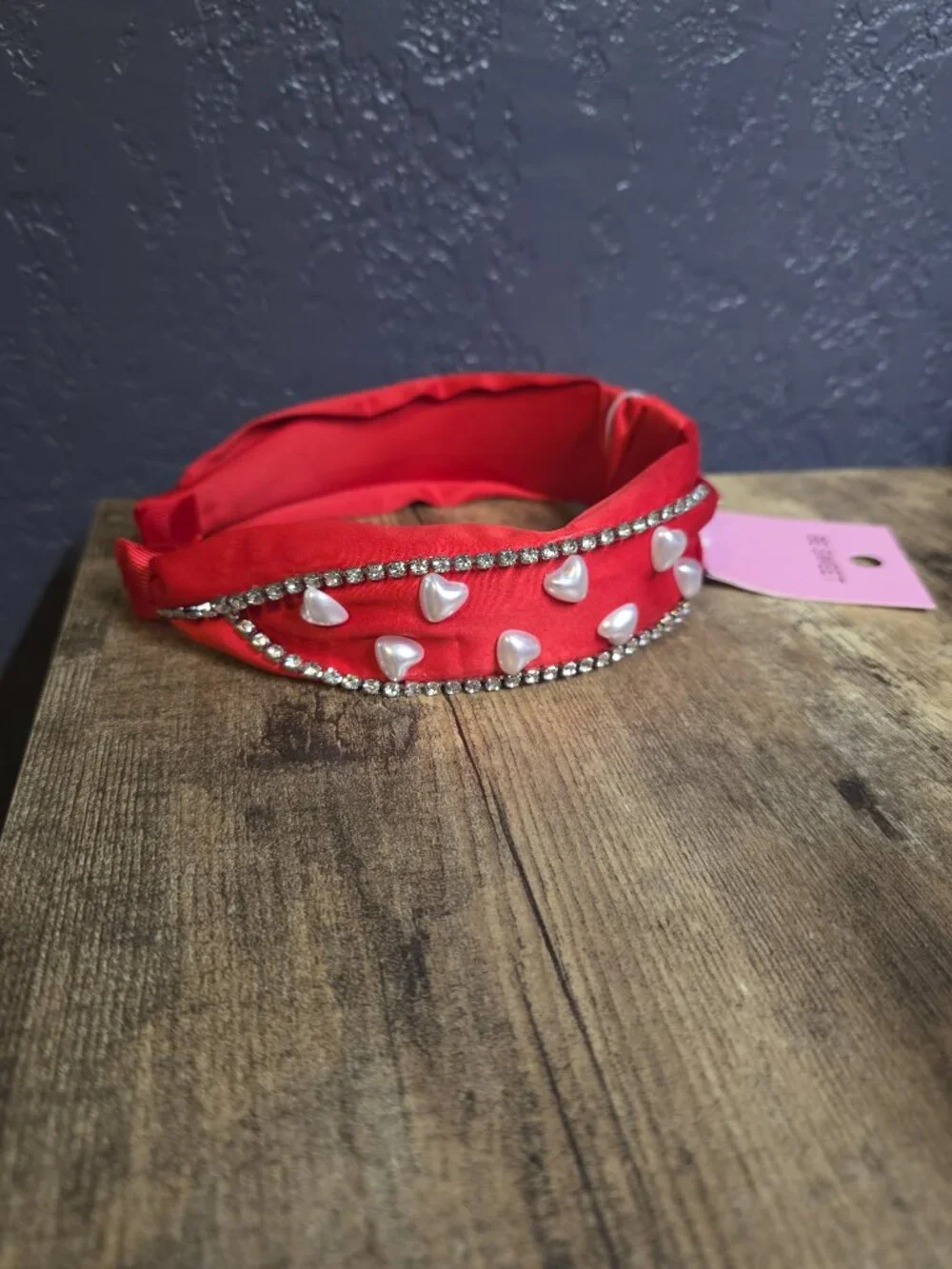 Valentine's Day Headband for Women Trendy Love Heart Red Headband Rhinestone